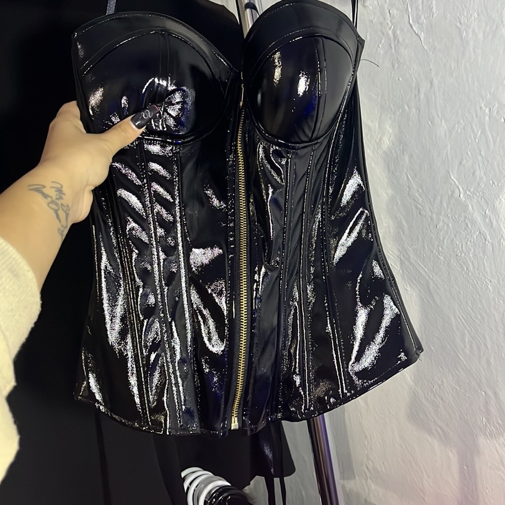 Leather sexy top